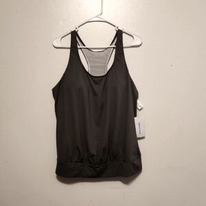 Army Green Racerback Tummy Control Blouson Tankini Top